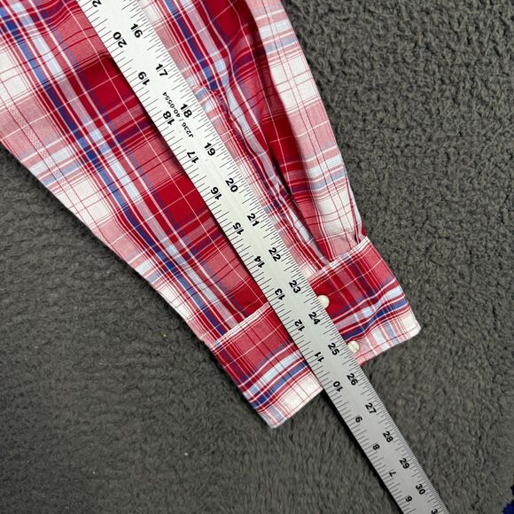 Wrangler Shirt Mens XXL Red Plaid Pearl Snap Western Button Up Long Sleeve - Picture 11 of 12